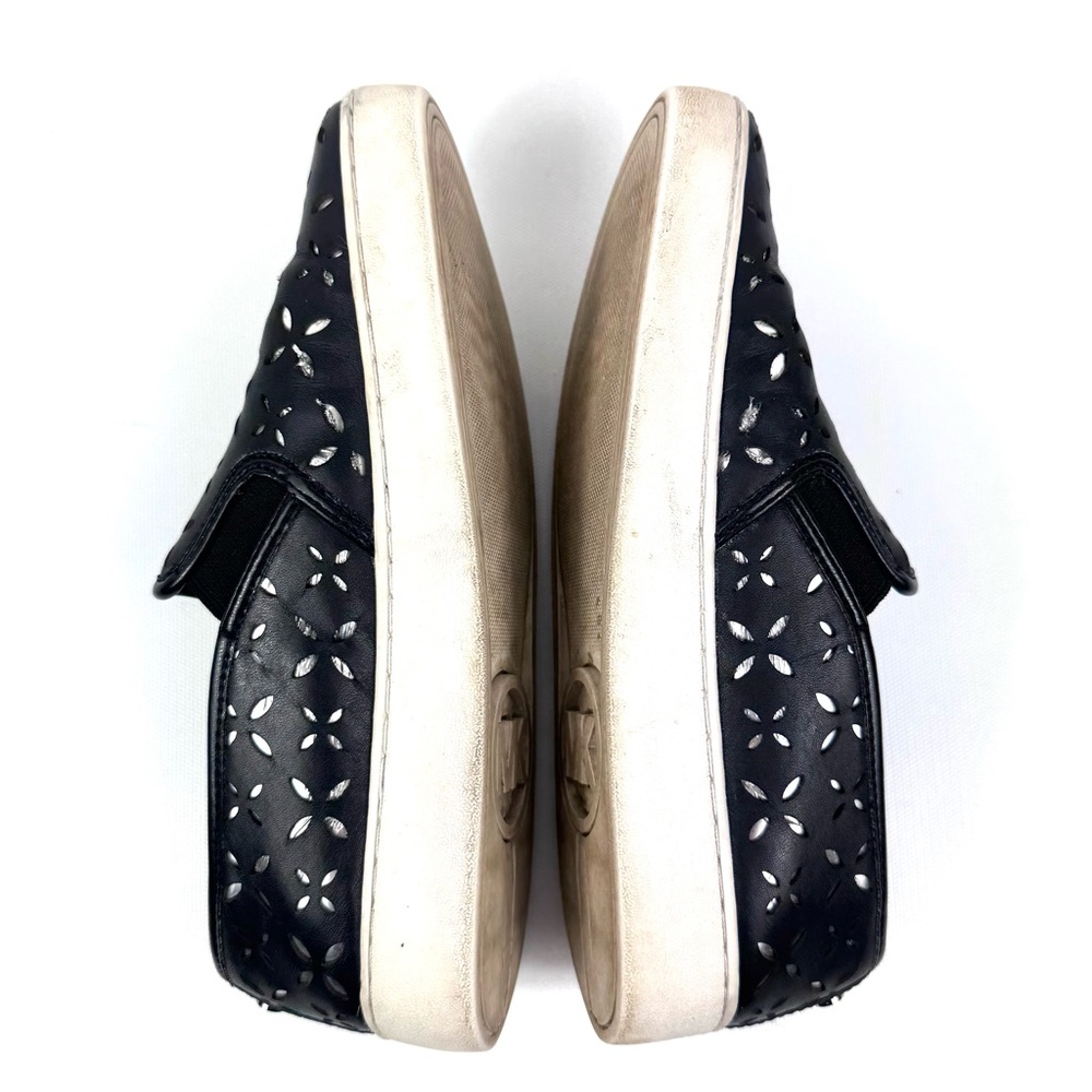 MICHAEL Michael Kors KEATON Leather Lasered Pull On Skate Sneakers black sz 6.5 - Picture 15 of 16